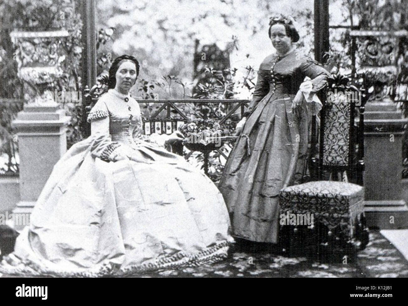Amalia queen of Greece with Elisabeth grand duchess of Oldenburg mid 1860s Stock Photo