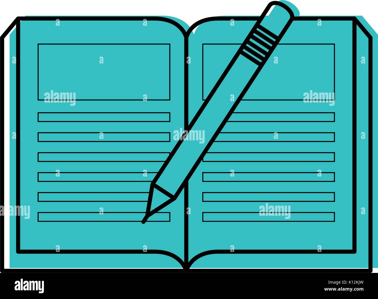 academic book and pencil icon over white background vector illustration ...