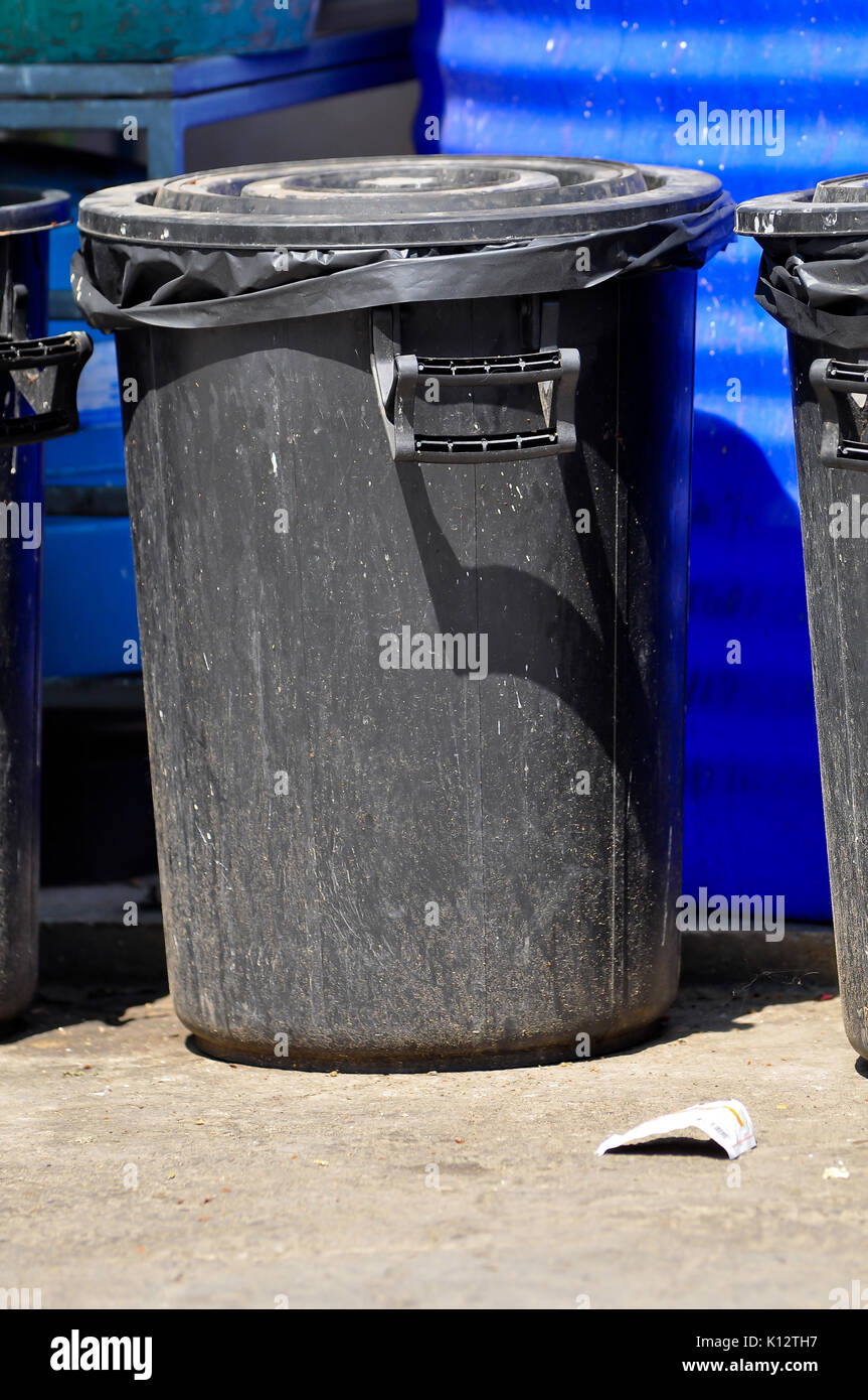 A waste container is a container for temporarily storing refuse and