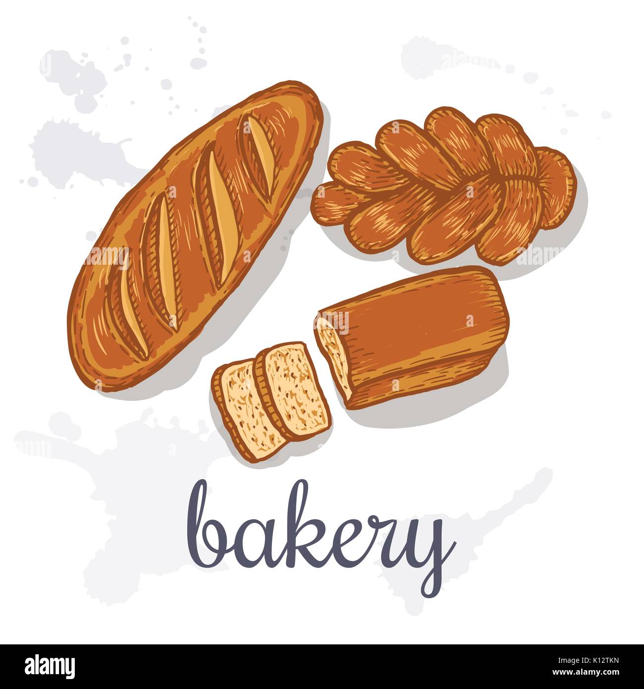 Hand drawn decorative bread bakery . Vector Illustration Stock Vector ...