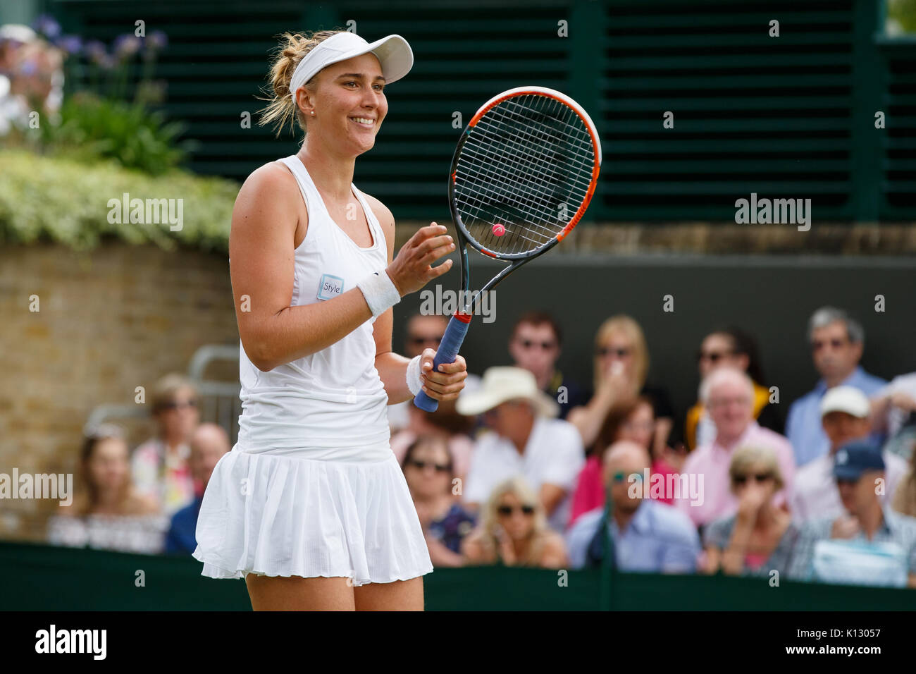 Beatriz Haddad Maia (BRA) celebrates during her win over Laura Robson (GBR)  at the Ladies' Singles 1st Round Match, Wimbledon Championships 2017 Stock  Photo - Alamy