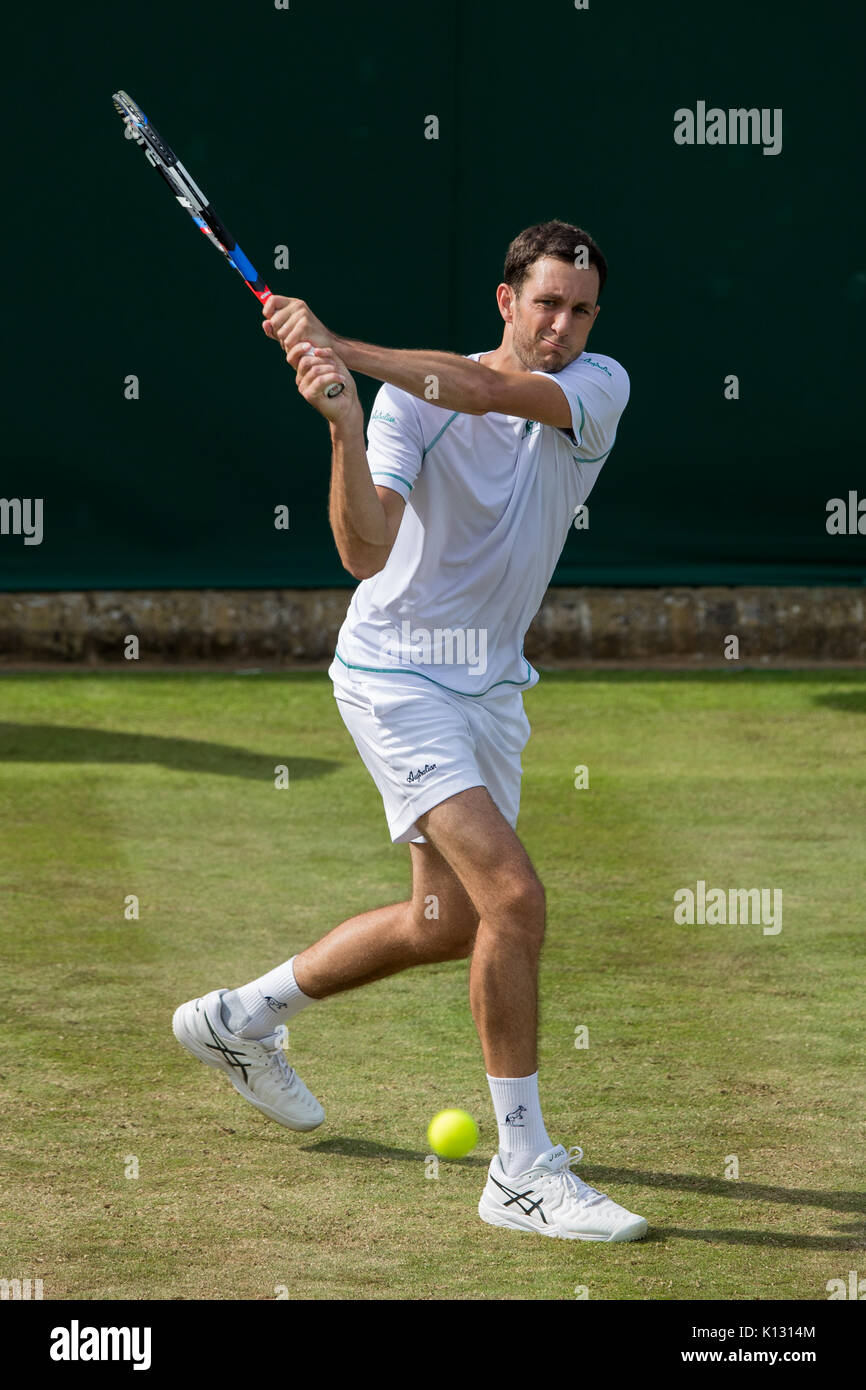 James Ward of GB in action  at the Gentlemen's Singles - Wimbledon Championships 2017 Stock Photo
