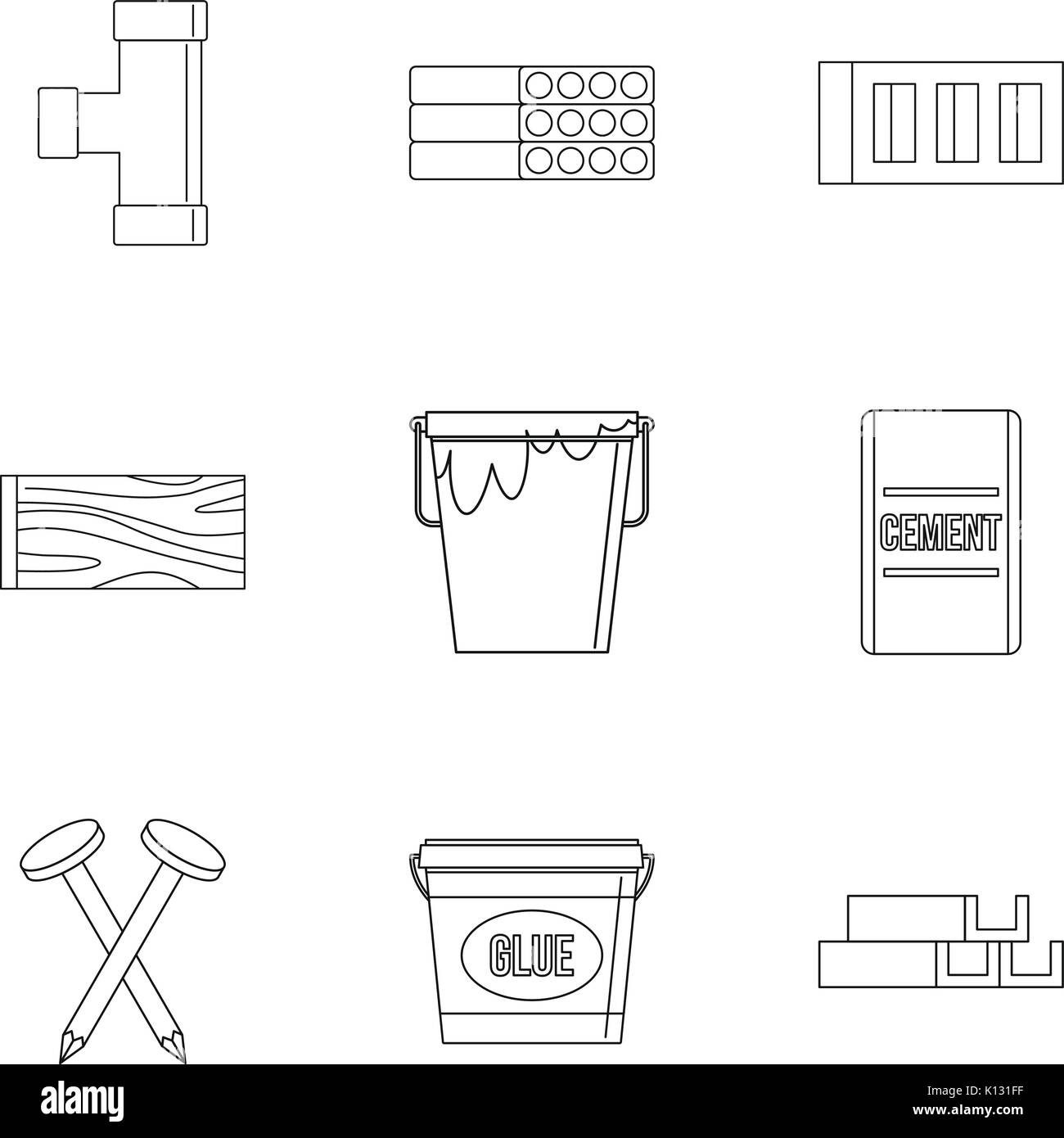 House construction icon set, outline style Stock Vector Image & Art - Alamy