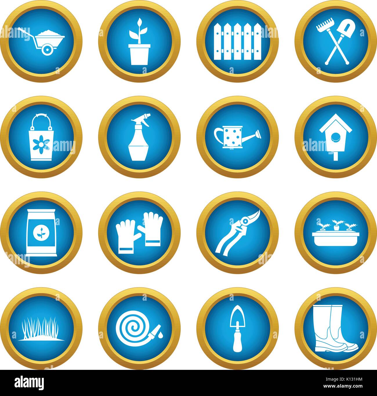 Gardening icons blue circle set Stock Vector Image & Art - Alamy