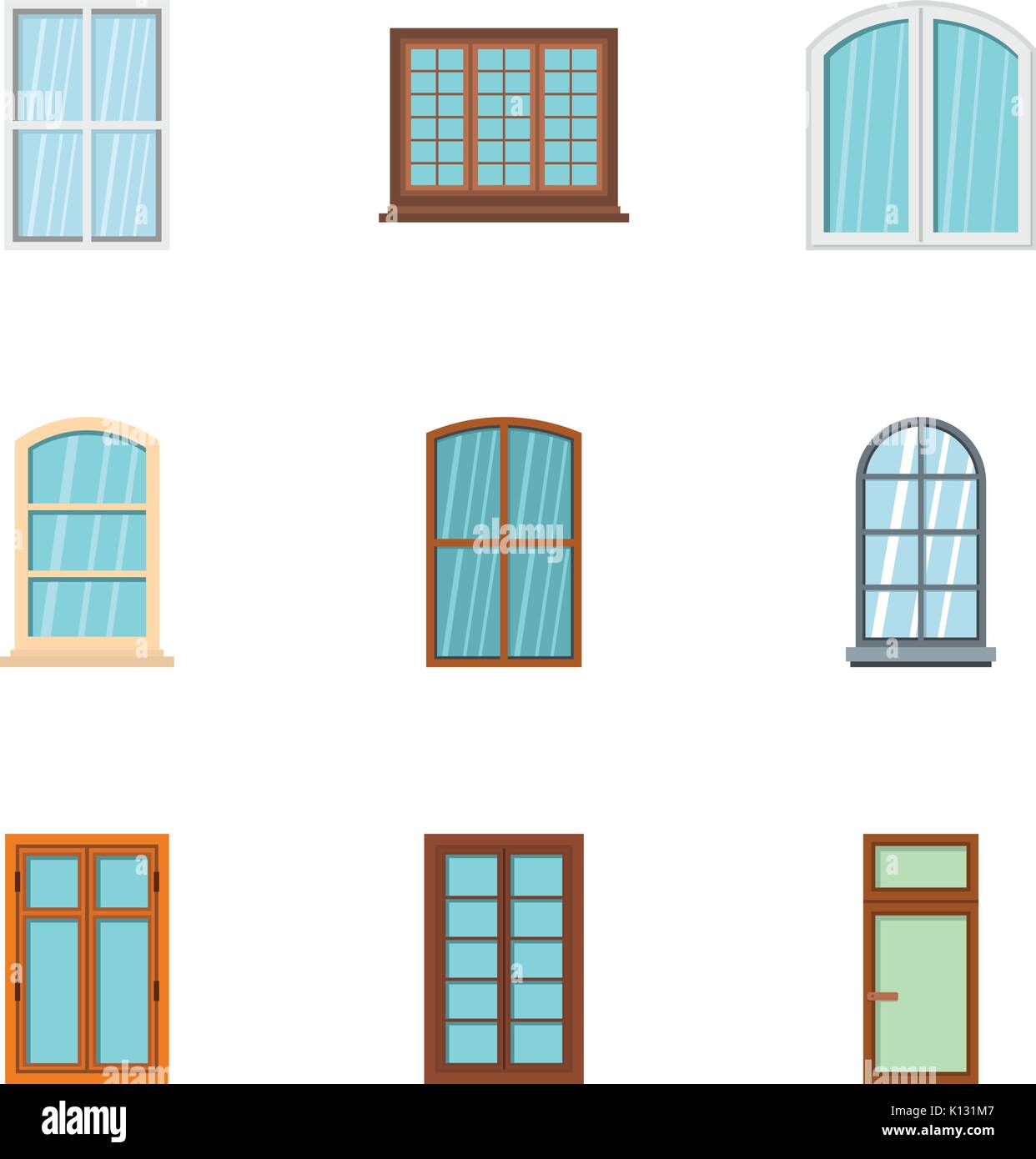 Classic window icon set, flat style Stock Vector Image & Art - Alamy