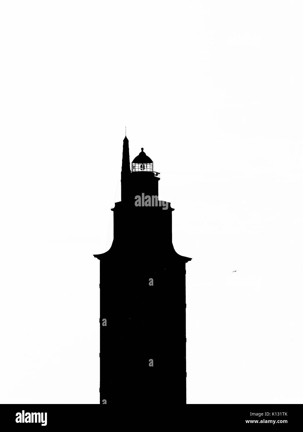 Hercules tower silhouette, simbol Coruna city Stock Photo