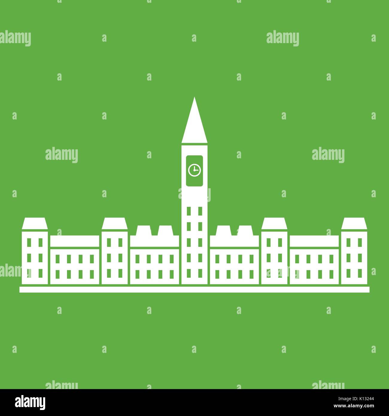 Parliament Building of Canada icon green Stock Vector