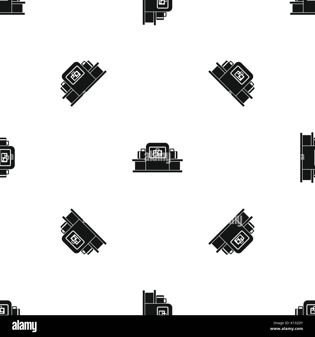 Airport baggage scanner pattern seamless black Stock Vector
