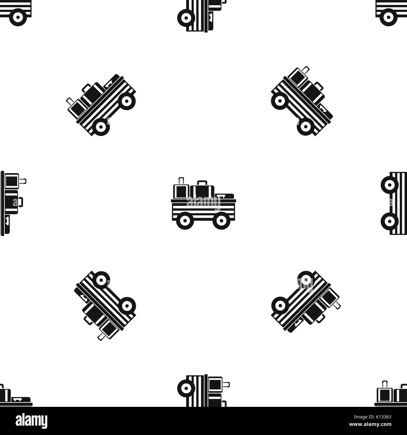 Service cart with luggage pattern seamless black Stock Vector