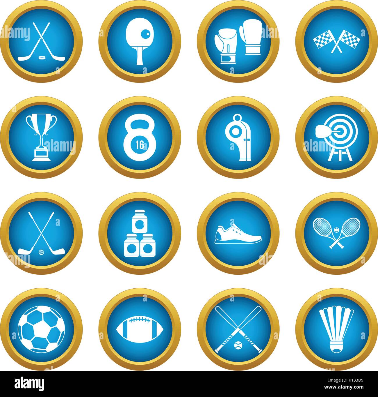 Sport equipment icons blue circle set Stock Vector Image & Art - Alamy