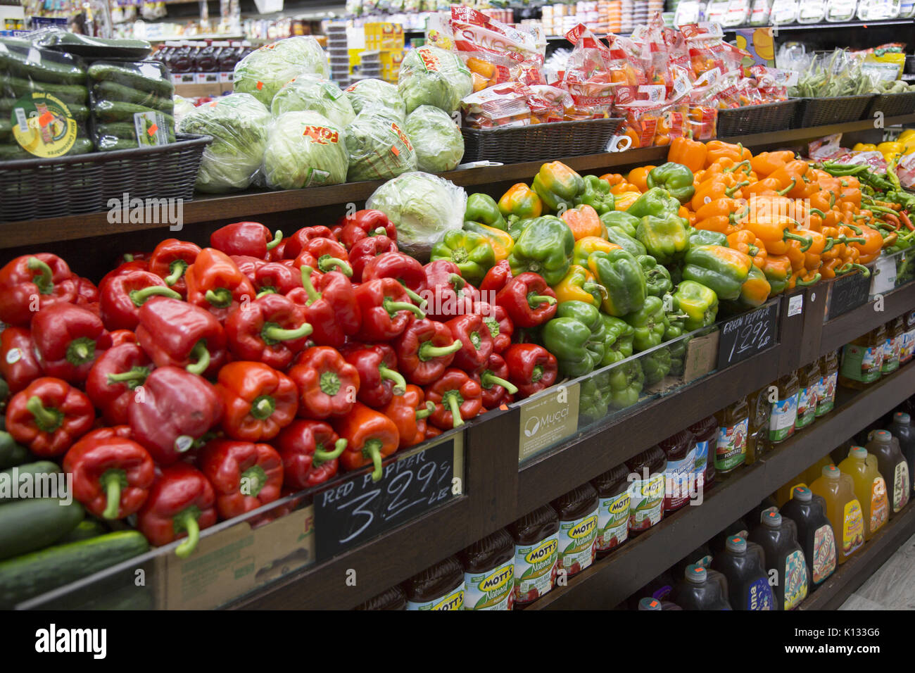 Fresh Bell Peppers for sale at a local market in Kensington, Brooklyn