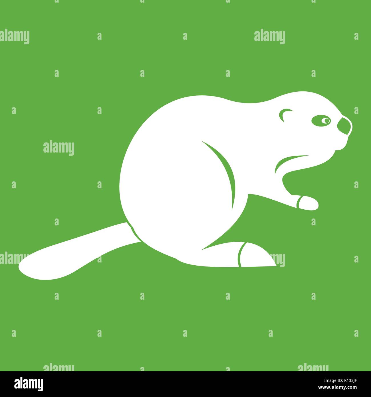 Canadian beaver icon green Stock Vector