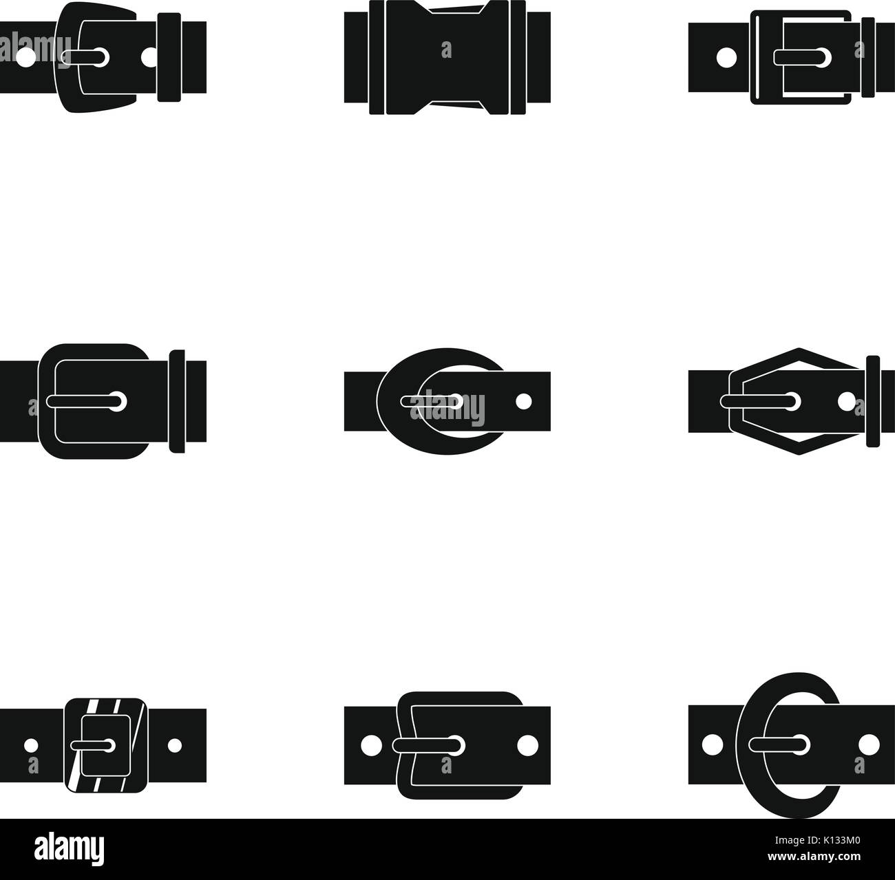 Belt buckle accessory icon set, simple style Stock Vector Image & Art ...