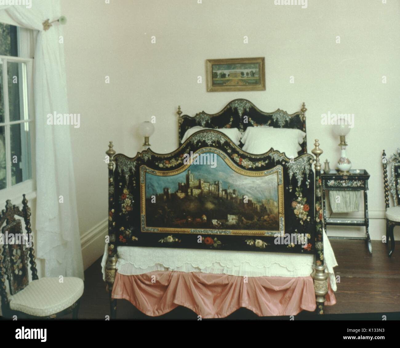 Spanish bedroom at Rosedown Plantation State Historic Site, a historic home and former cotton plantation, Saint Francisville, Louisiana, 1967. Stock Photo