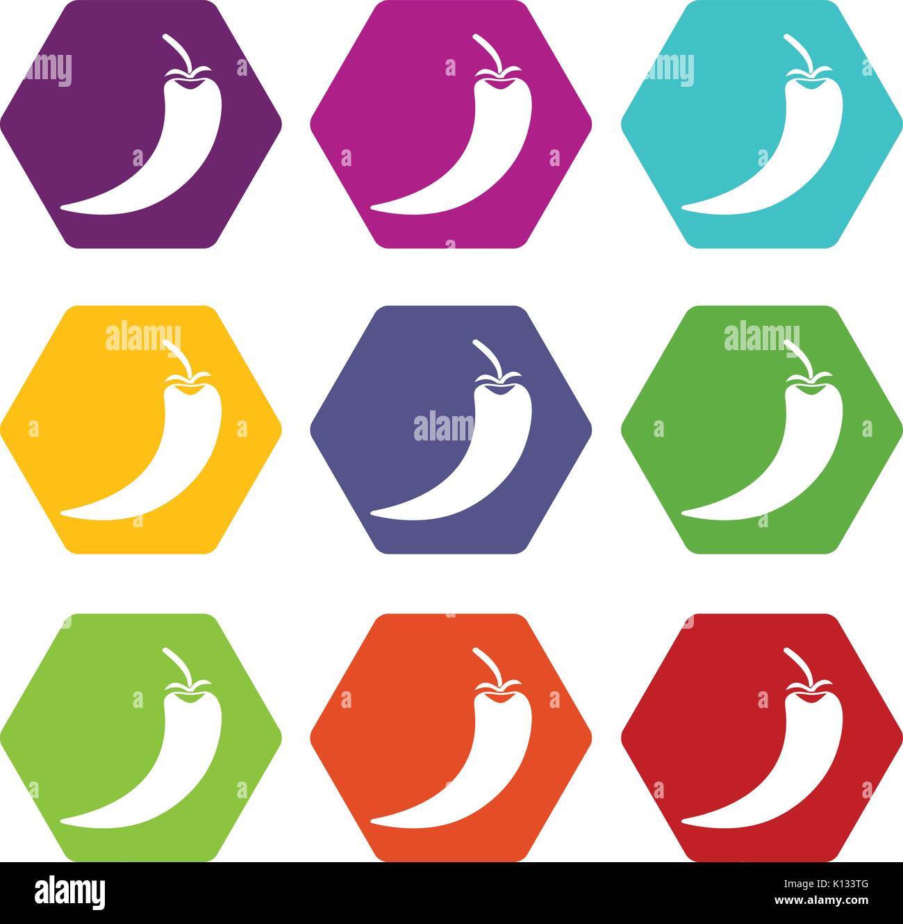 Hot chili pepper icon set color hexahedron Stock Vector Image & Art - Alamy
