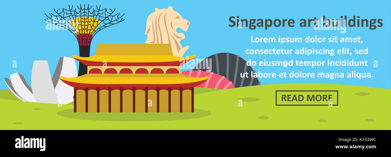 Singapore Art Buildings Banner Horizontal Concept Stock Vector Art