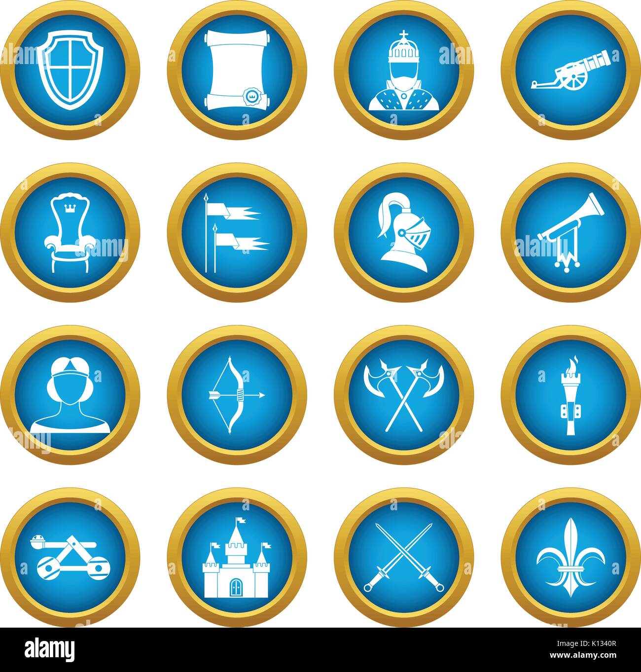 Knight medieval icons blue circle set Stock Vector Image & Art - Alamy