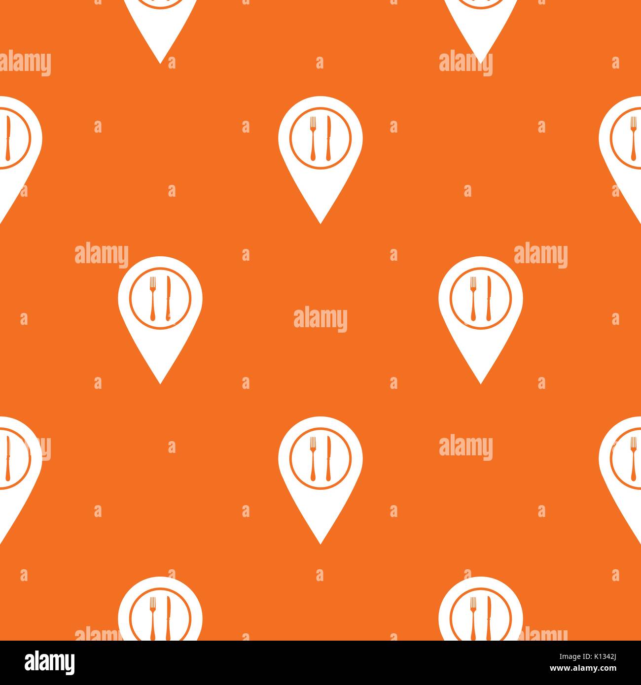 Map pin pointer with cafe or restaurant sign pattern seamless Stock Vector