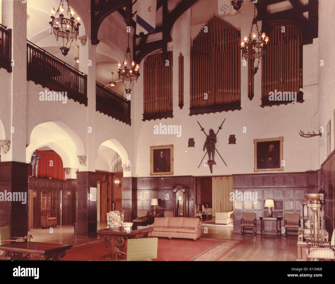 Great hall at Casa Loma, a Gothic Revival mansion patterned after a castle, Toronto, Ontario, Canada, 1967. Stock Photo
