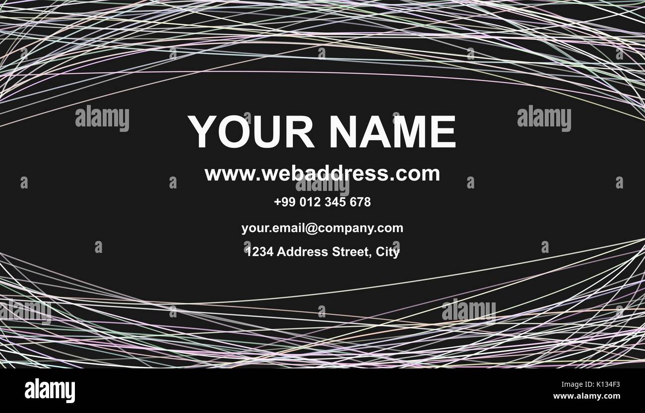 Business card template design - vector name card graphic with curved  stripes on black background Stock Vector Image & Art - Alamy
