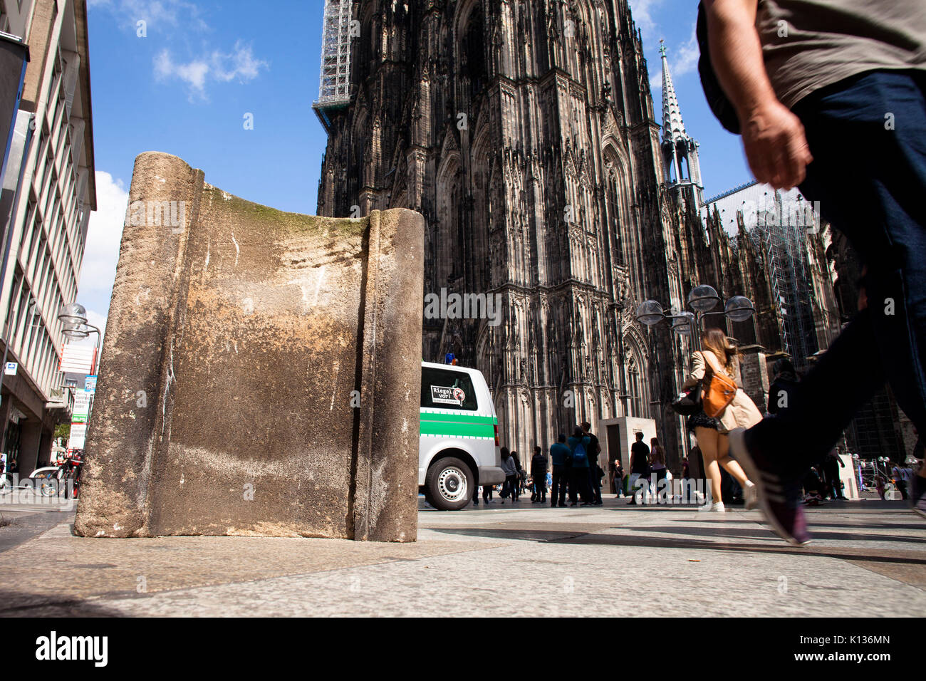 Germany, Cologne, historical parts of the cathedral as a security measure against terrorist attacks are to protect the people around the cathedral Stock Photo