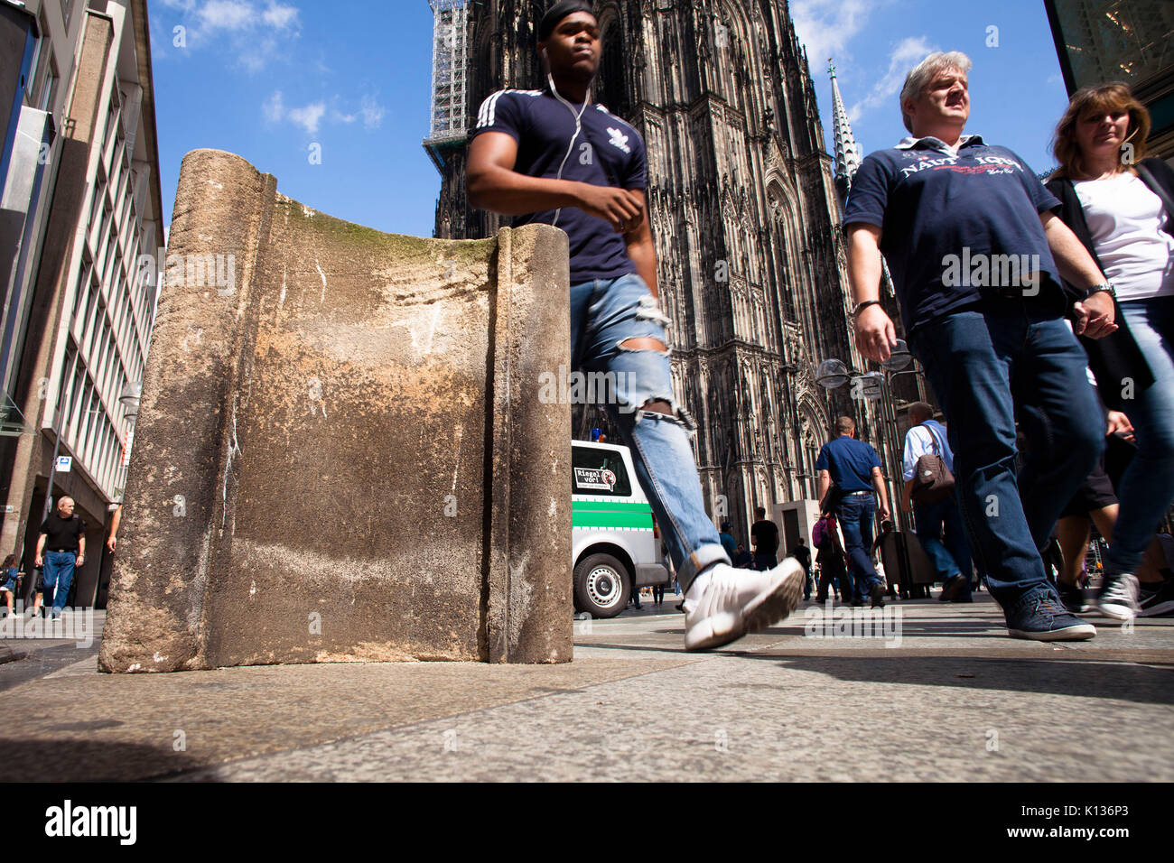 Germany, Cologne, historical parts of the cathedral as a security measure against terrorist attacks are to protect the people around the cathedral Stock Photo