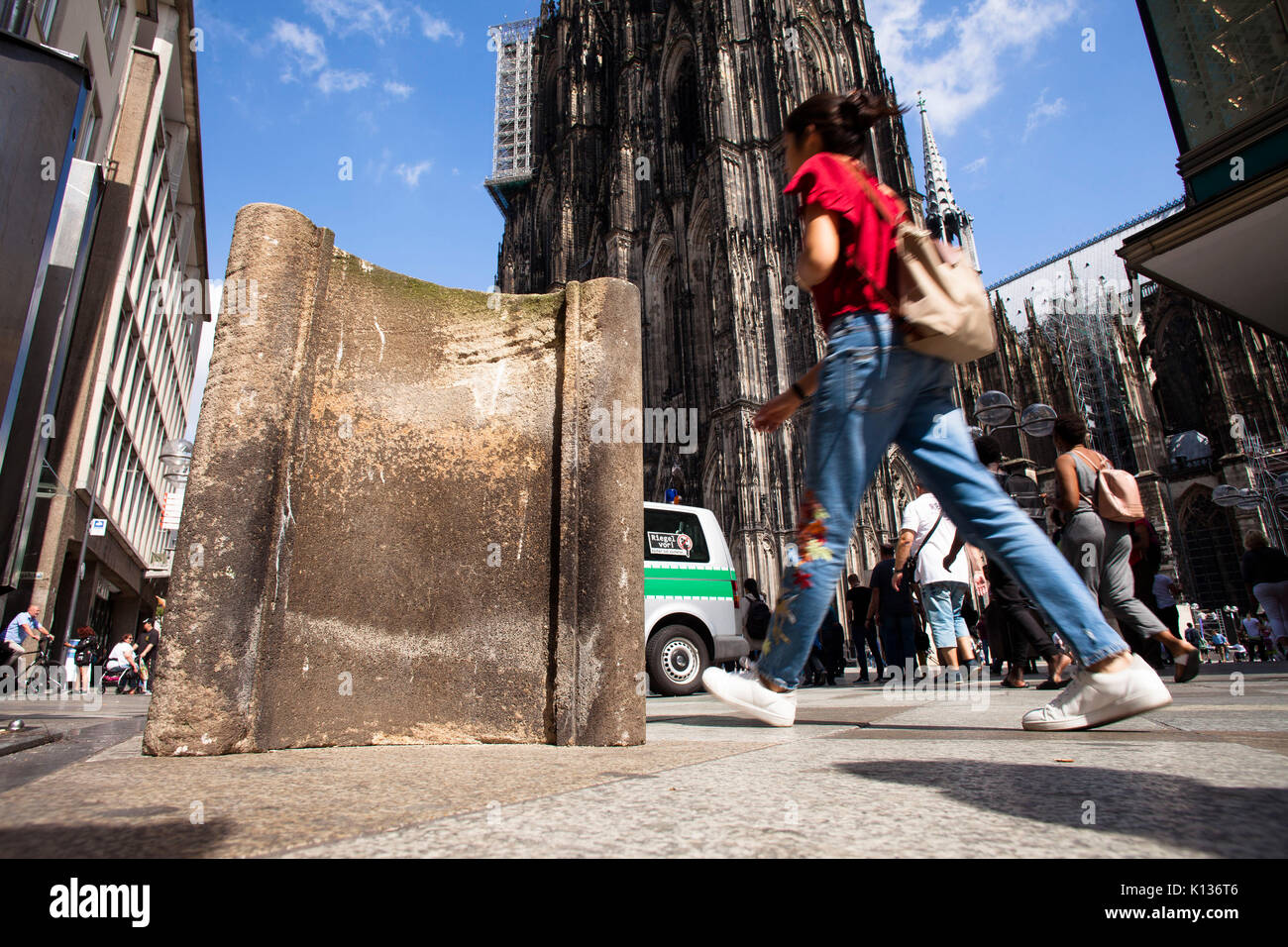 Germany, Cologne, historical parts of the cathedral as a security measure against terrorist attacks are to protect the people around the cathedral Stock Photo