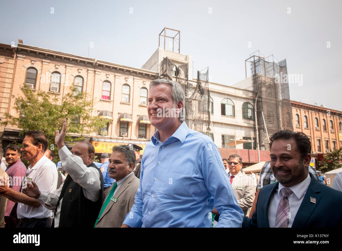 New York City Mayor Bill De Blasio greets supporters at the Pakistani Independence Day Mela and Festival on Coney Island Avenue in Brooklyn in New York on Sunday, August 20, 2017. (© Richard B. Levine) Stock Photo