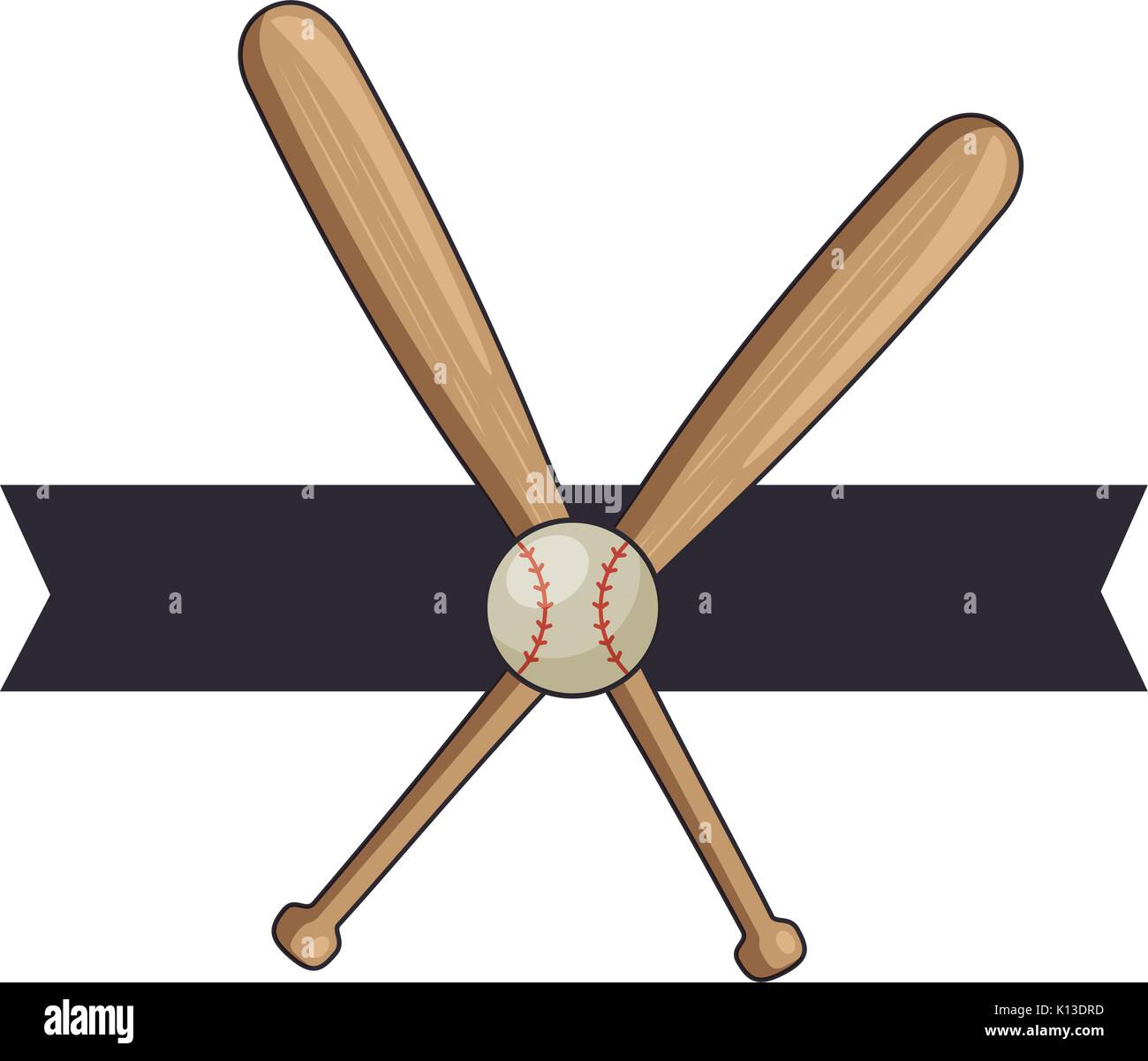 Emblem With Baseball Bats And Ball Icon Over White