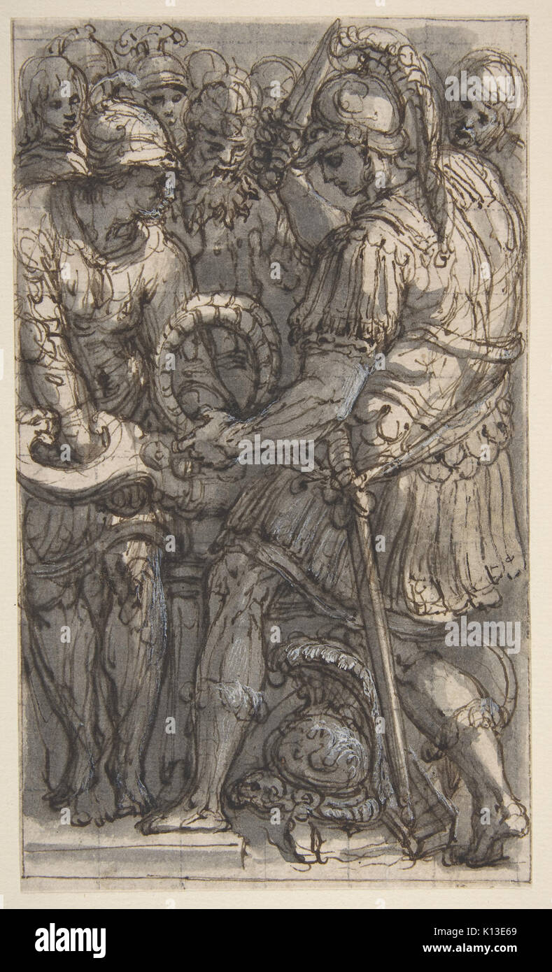 Alexander Cutting the Gordian Knot, Study for a Fresco in the Castel Sant'Angelo, Rome MET DP811063 Stock Photo