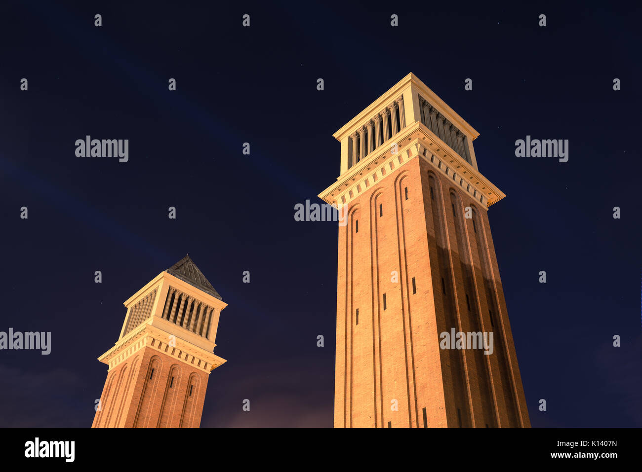 Venetian Towers alias Torres Venecianes in Barcelona Stock Photo