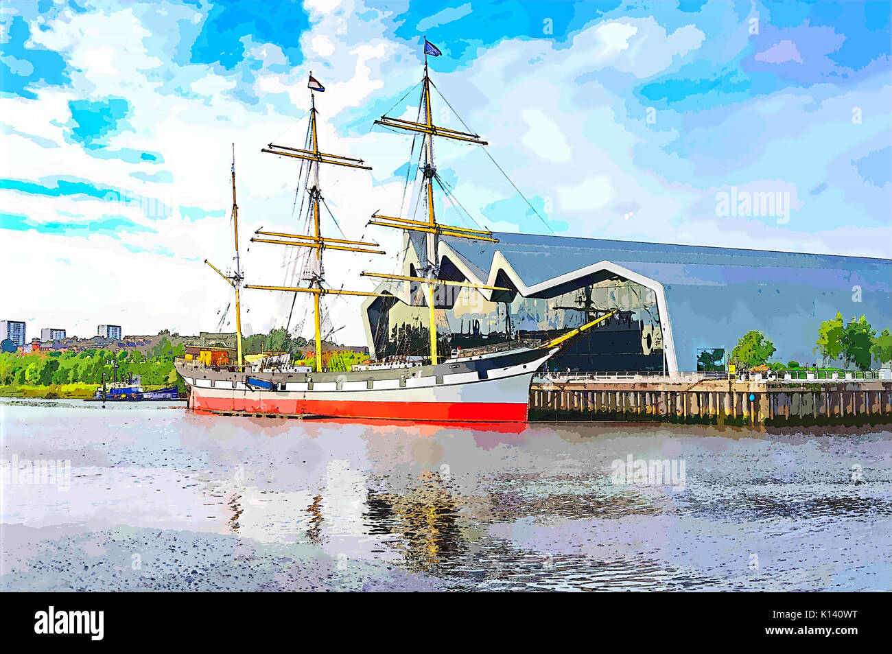 Illustration of The Tall Ship, Glenlee, a restored victorian sailing