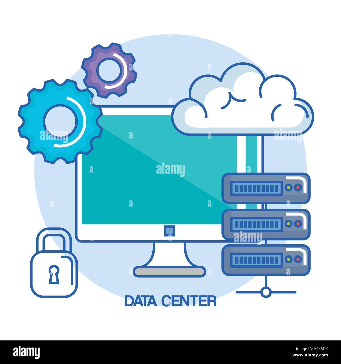 data center computer base system protection vector illustration Stock ...