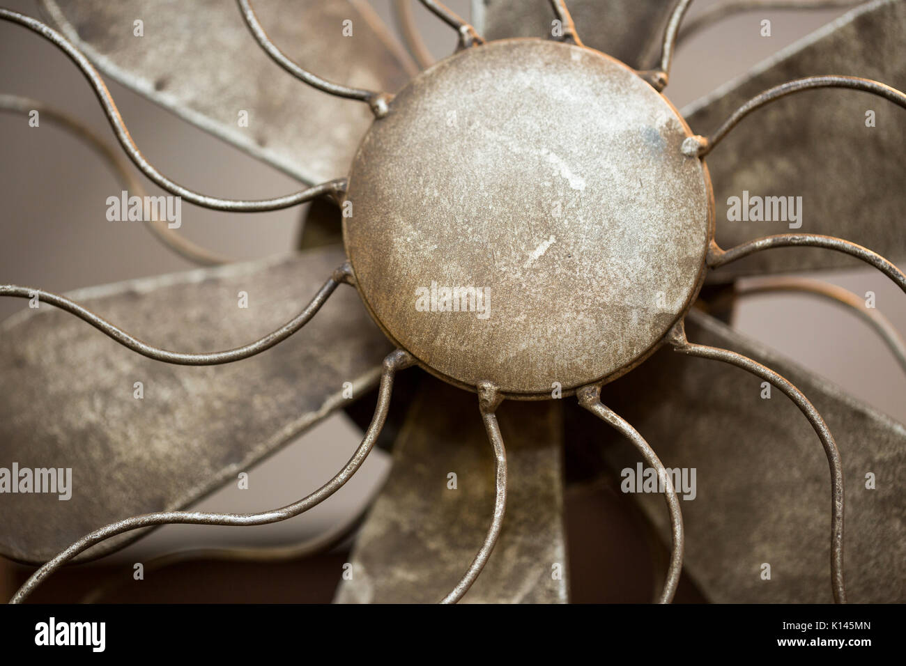 Close up view into a vintage fan Stock Photo