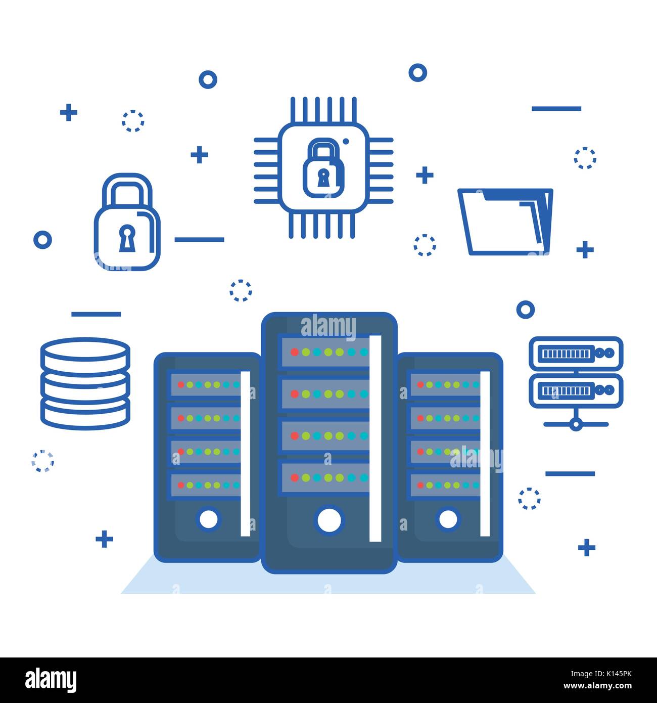 server data system secure file digital technology vector illustration ...