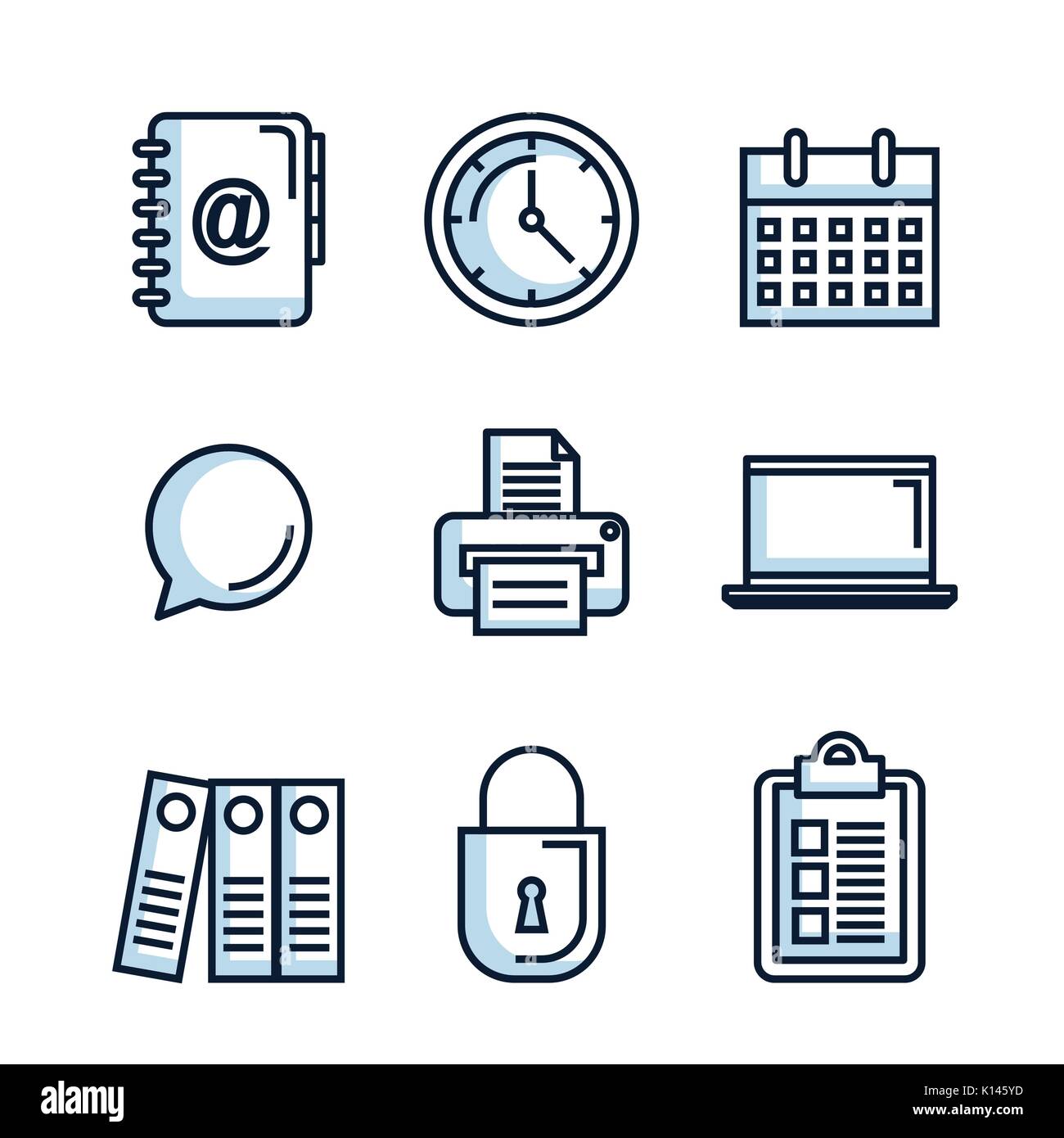 office stationery equipment supplies icon set vector illustration Stock ...