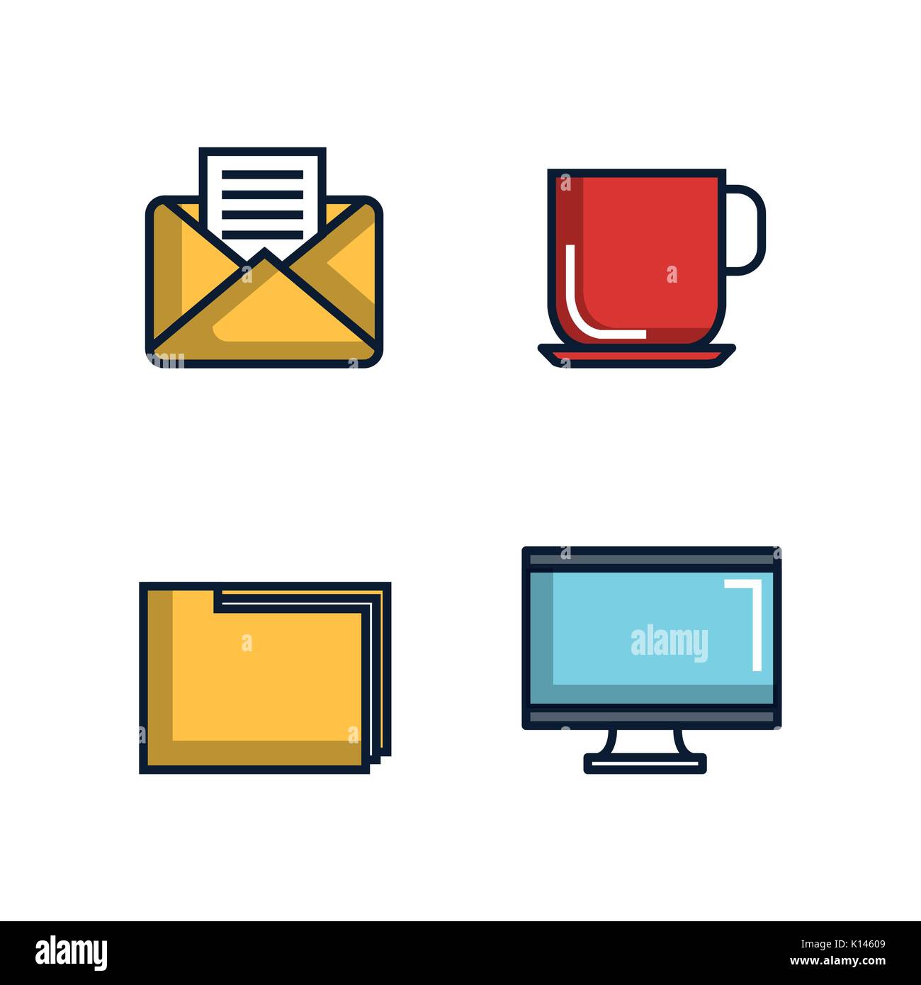 office stationery equipment supplies icon set vector illustration Stock ...