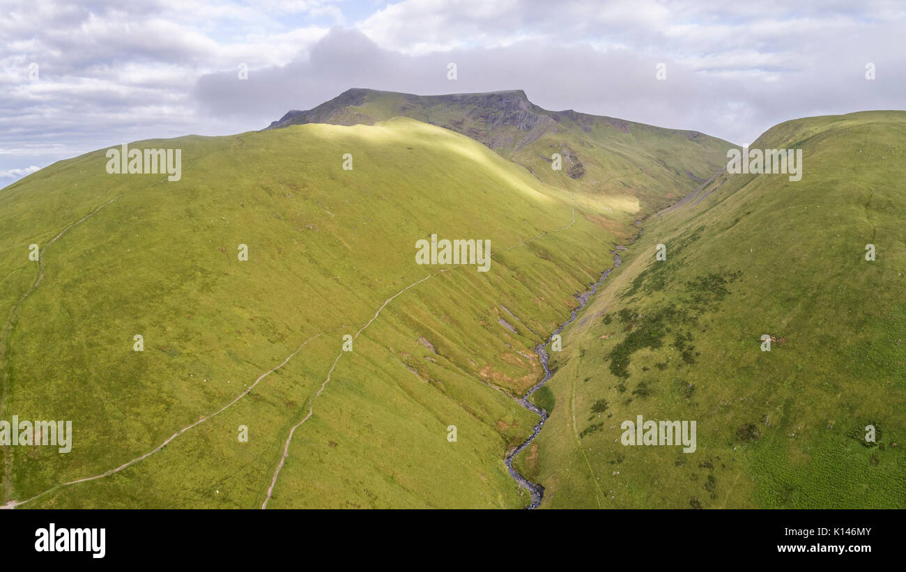 Looking West along the Glenderamakin Valley towards Sharp Edge on Blencathra Stock Photo