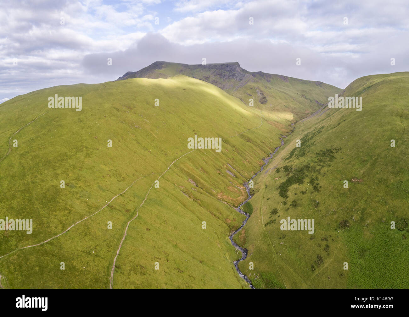 Looking West along the Glenderamakin Valley towards Sharp Edge on Blencathra Stock Photo