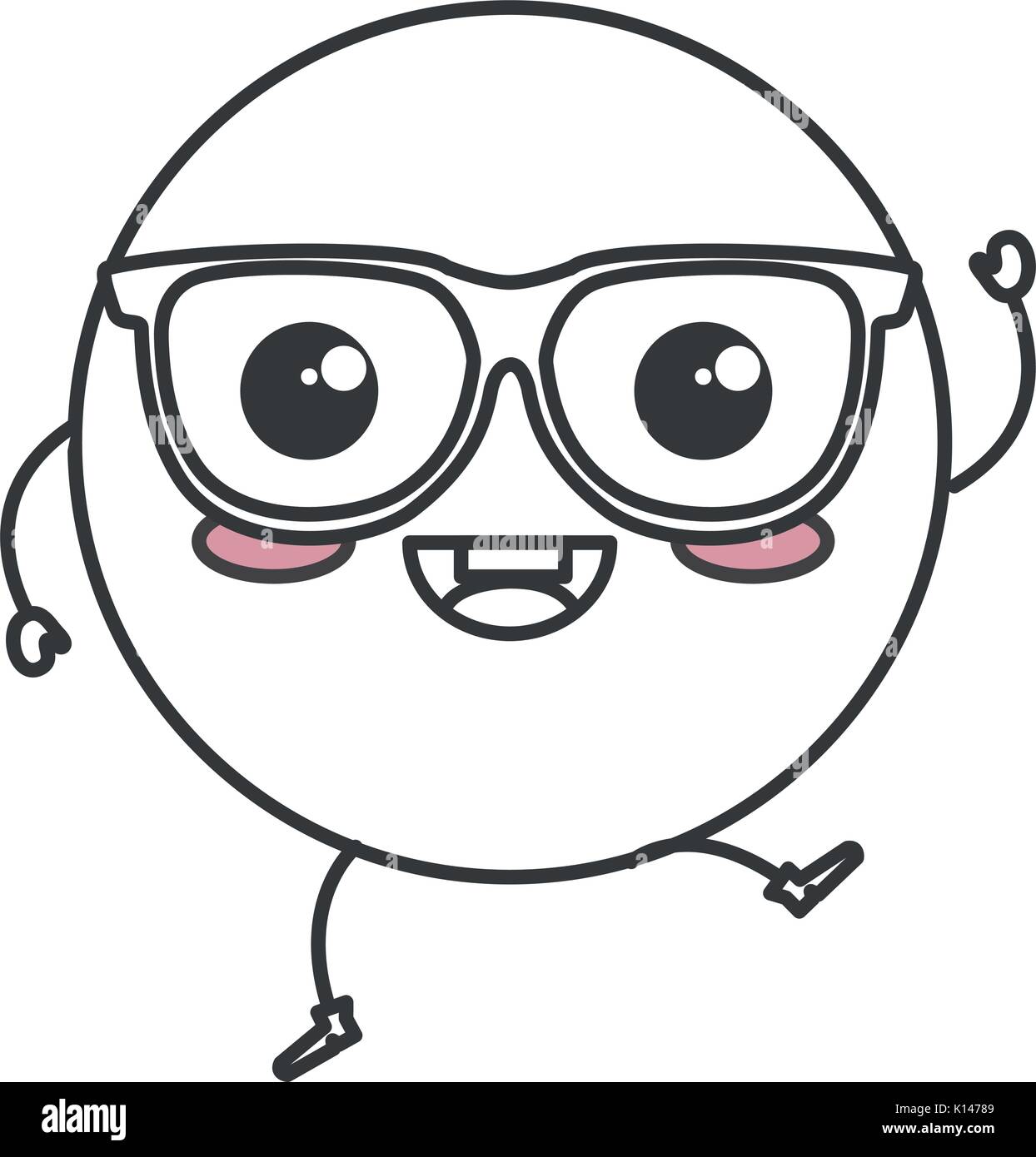 emoticon with glasses kawaii character Stock Vector