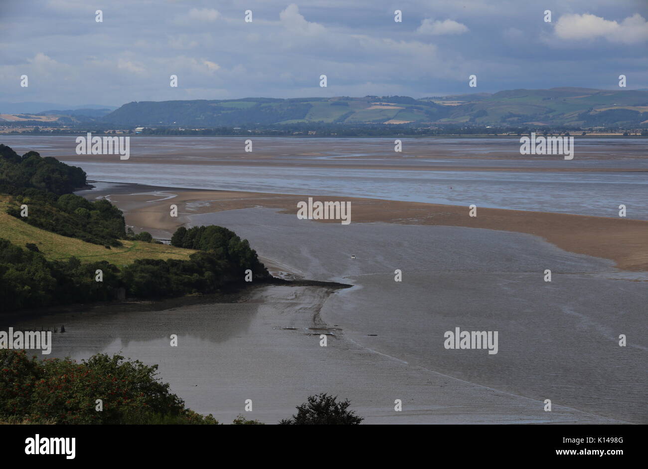 Sand banks in Tay estuary at low tide near Wormit Fife Scotland August 2017 Stock Photo