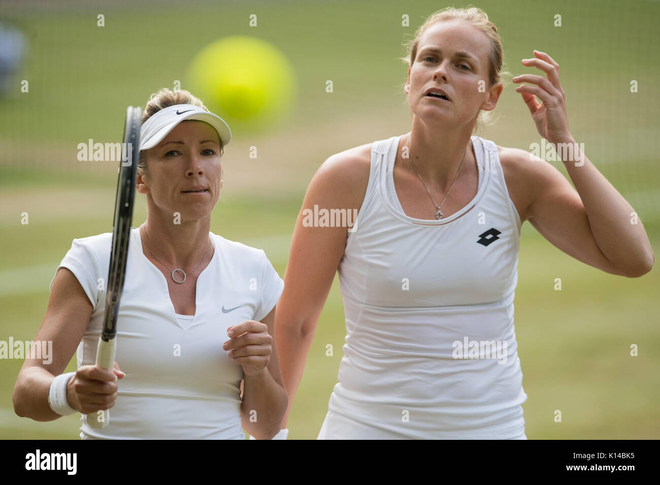 Anna-Lena Groenefeld of Germany and Kveta Peschke of the Czech Republic at the Ladies' Doubles - Wimbledon Championships 2017 Stock Photo