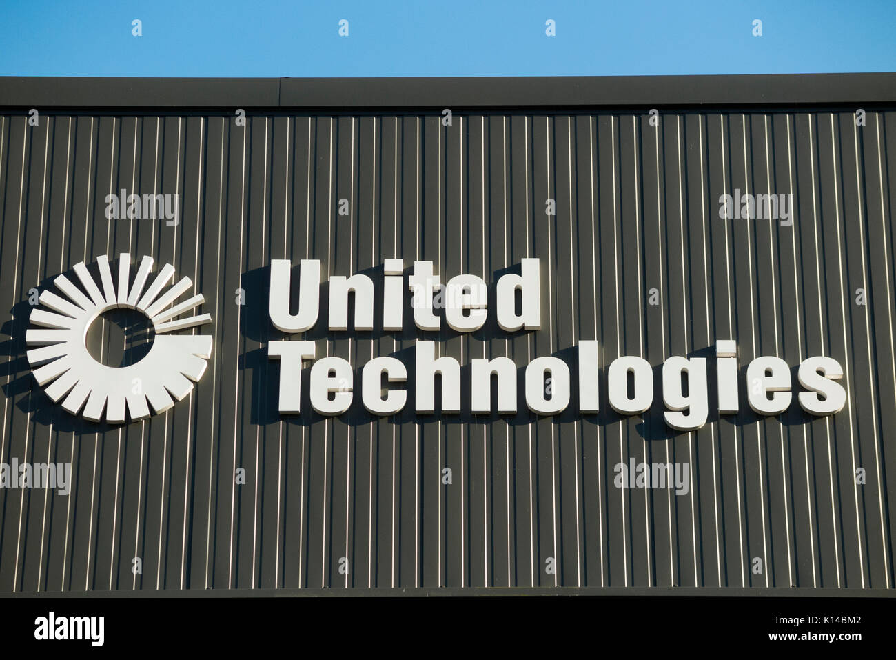 Logo on the exterior / front / outside / exterior of the United Technologies site ( formerly CIAT company ) works in Culoz, France. (89) Stock Photo