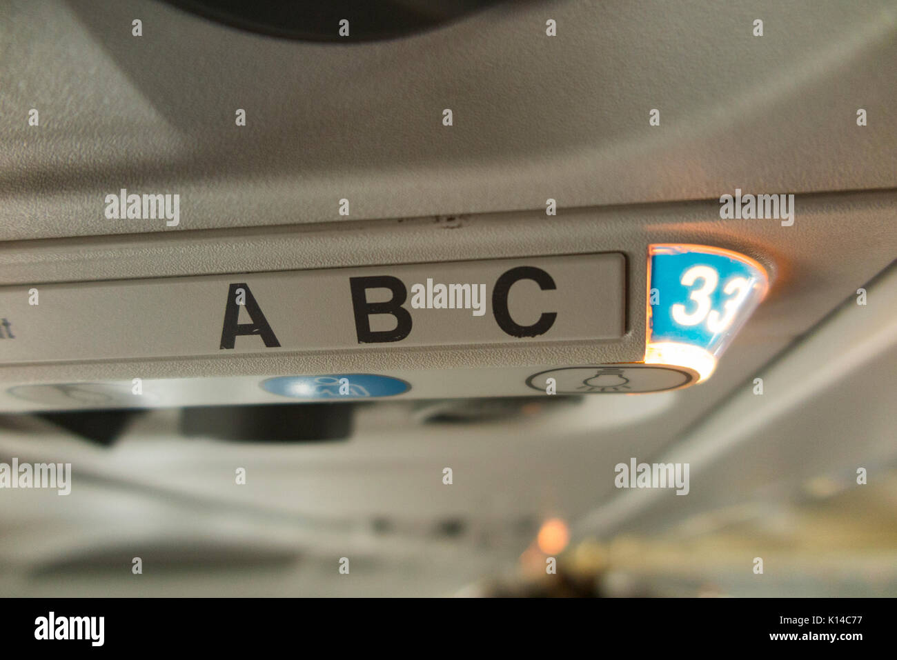 Plane / aeroplane seat number array console display / seats numbers for