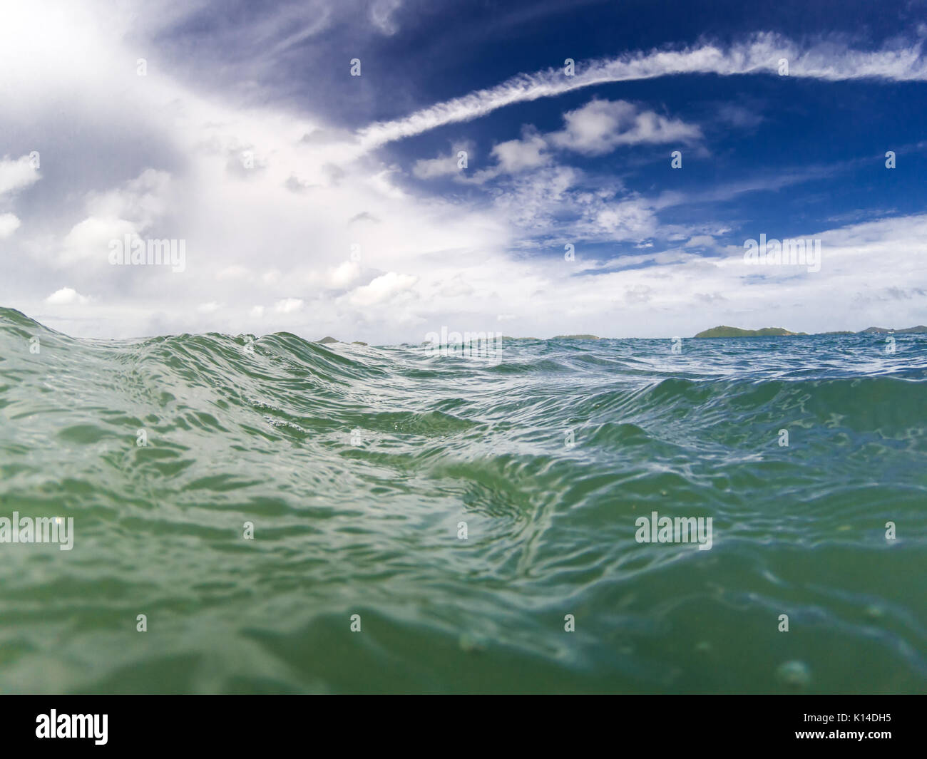 sea or ocean water surface with blue sky and clouds Stock Photo - Alamy
