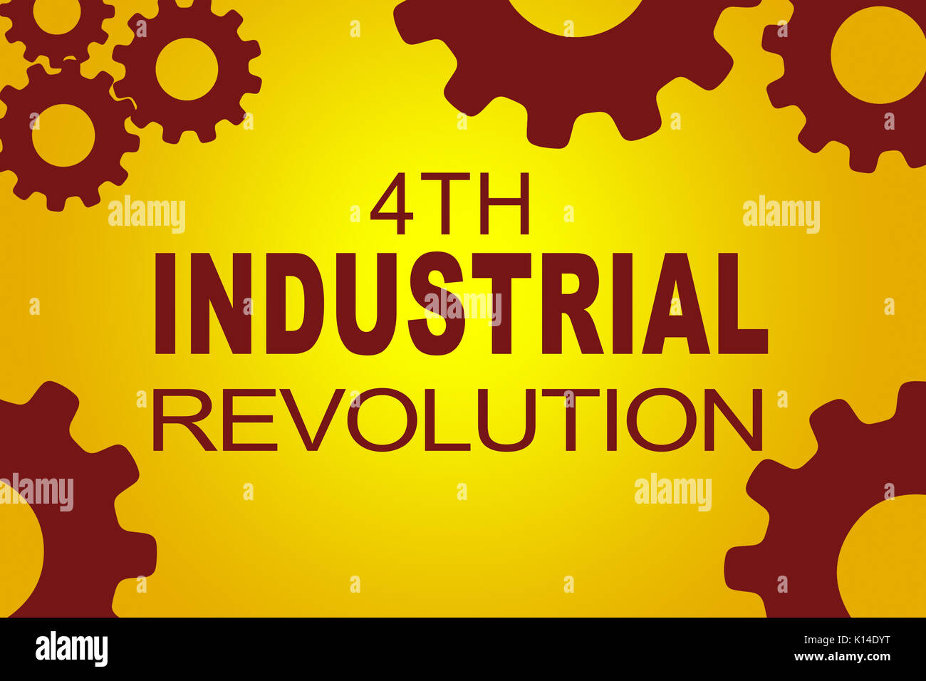 4TH INDUSTRIAL REVOLUTION sign concept illustration with red gear Stock