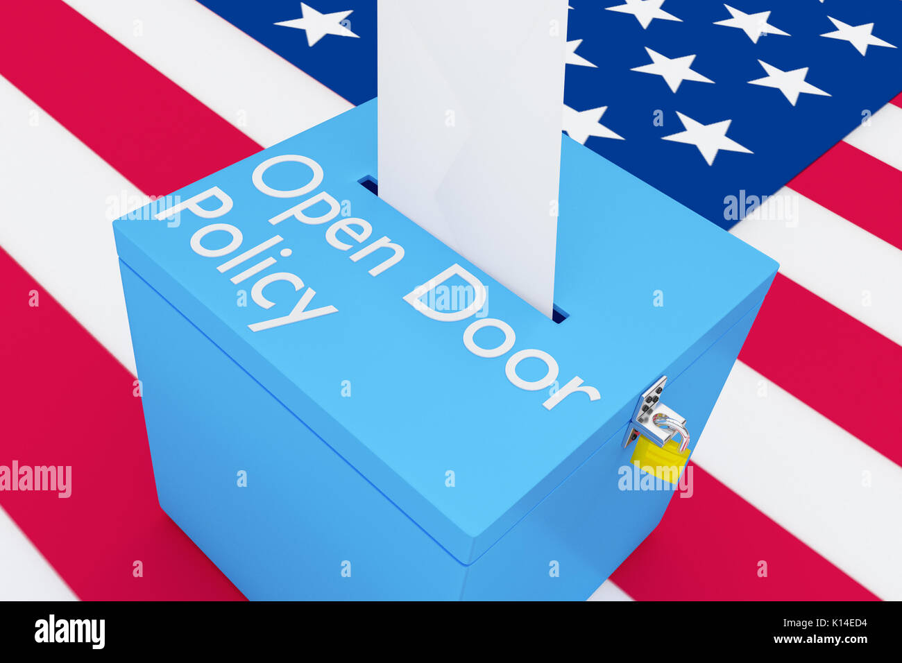 3D Illustration Of Open Door Policy Script On A Ballot Box With US 3d-illustration-of-open-door-policy-script-on-a-ballot-box-with-us