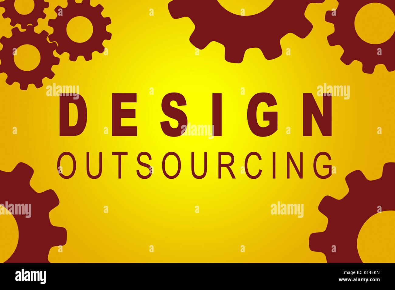 DESIGN OUTSOURCING sign concept illustration with red gear wheel