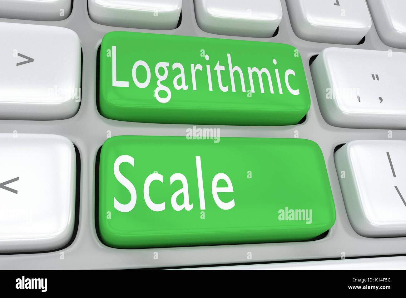 3D illustration of computer keyboard with the print "Logarithmic Scale