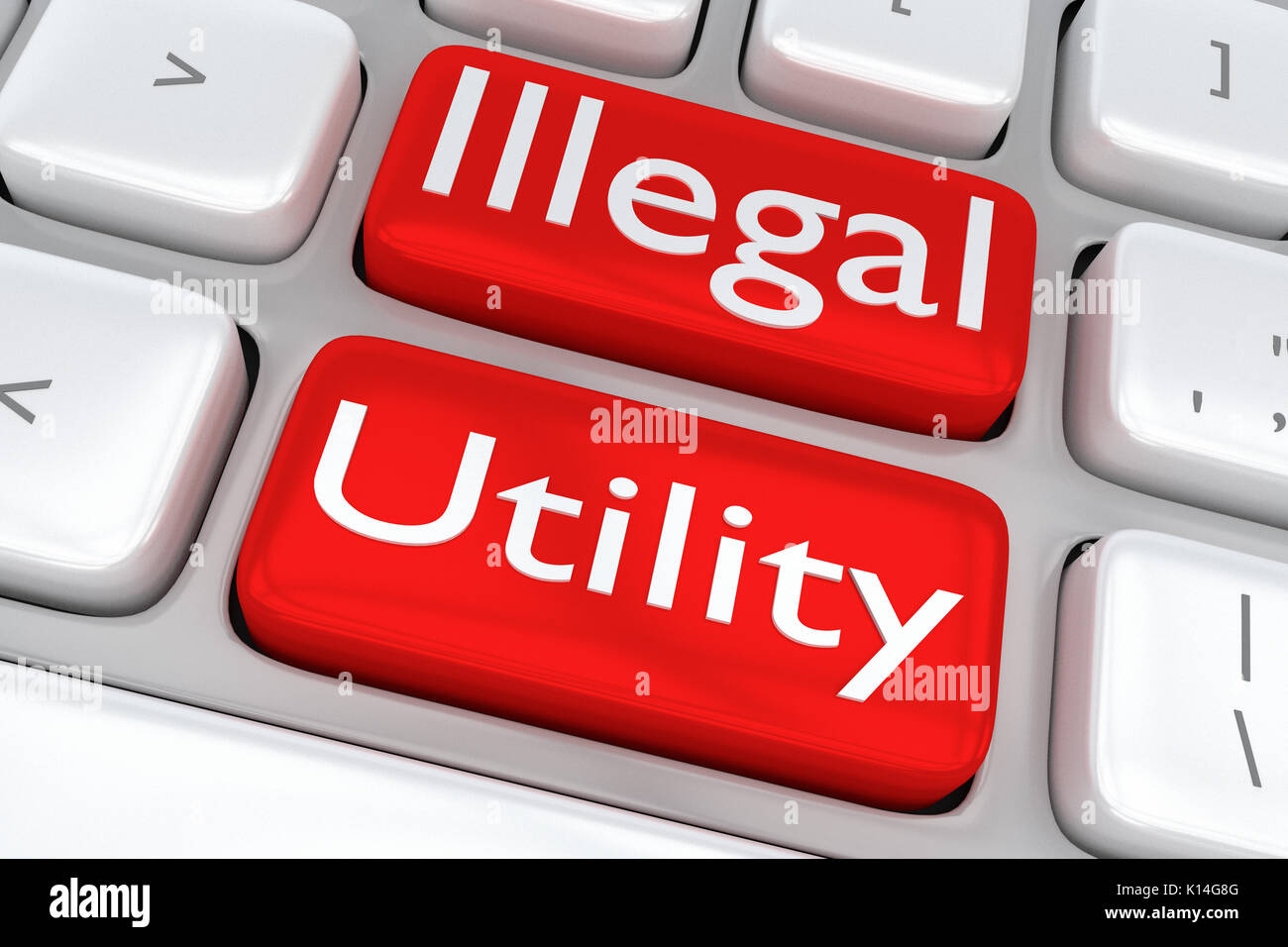 3D illustration of computer keyboard with the print "Illegal Utility